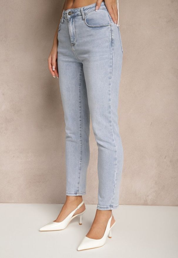 Renee - Jasnoniebieskie Skinny Jeansy z Bawełny High Waist Seslina. Okazja: na co dzień. Stan: podwyższony. Kolor: niebieski. Styl: casual