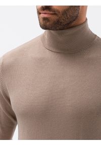 Ombre Clothing - Sweter męski z golfem E179 - brązowy - XXL. Typ kołnierza: golf. Kolor: brązowy. Materiał: nylon, wiskoza