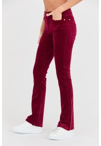 7 FOR ALL MANKIND Bordowe spodnie Bootcut Velvet. Kolor: czerwony