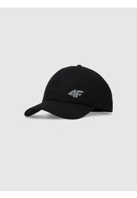 4f - Czapka z daszkiem strapback dziecięca - czarna. Kolor: czarny. Materiał: syntetyk, materiał. Sezon: lato. Styl: sportowy