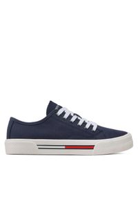 Tommy Jeans Tenisówki Low Cut Wmns Canvas EN0EN02085 Granatowy. Kolor: niebieski. Materiał: materiał