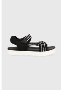 Calvin Klein Jeans sandały dziecięce kolor czarny. Zapięcie: rzepy. Kolor: czarny. Materiał: poliester #1