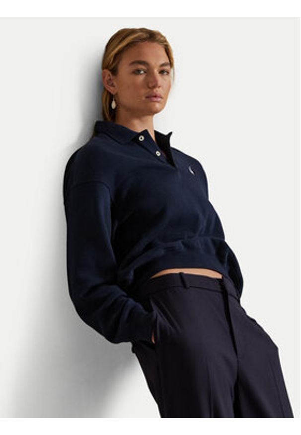 Polo Ralph Lauren Bluza 211971756001 Granatowy Relaxed Fit. Typ kołnierza: polo. Kolor: niebieski. Materiał: bawełna