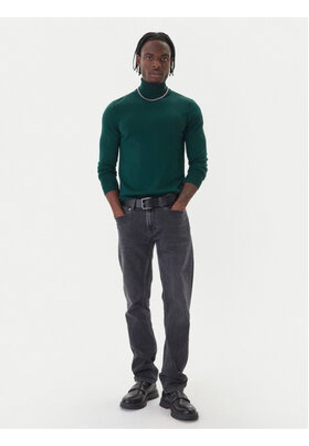 Hugo - HUGO Golf San Thomas-M 50474174 Zielony Regular Fit. Typ kołnierza: golf. Kolor: zielony. Materiał: wełna