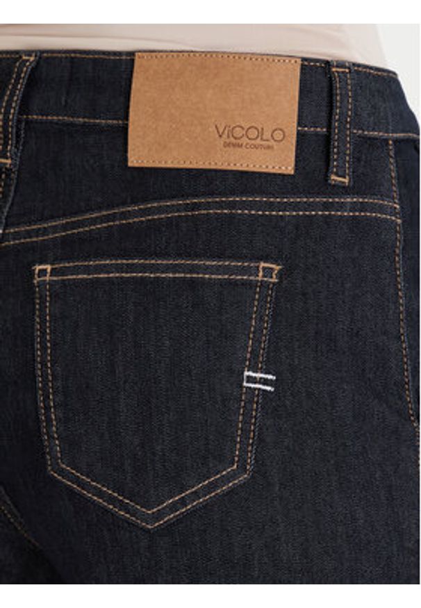 ViCOLO Jeansy DF5086 Granatowy Wide Leg. Kolor: niebieski