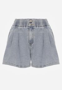 Renee - Niebieskie Jeansowe Szorty Casual z Bawełny Luźne z Gumką w Pasie Illiara. Okazja: na co dzień. Kolekcja: plus size. Kolor: niebieski. Materiał: bawełna, jeans. Długość: krótkie. Styl: casual #4