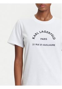 Karl Lagerfeld - KARL LAGERFELD T-Shirt A3W17105 Biały Regular Fit. Typ kołnierza: dekolt w karo. Kolor: biały. Materiał: bawełna #4