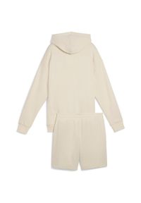 Sprzęt Puma Short Hooded Relaxed Sweat Suit 7 Tr Op, Kobiety. Kolor: beżowy. Materiał: bawełna, materiał