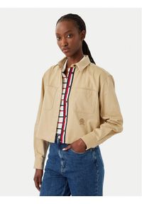 Tommy Jeans Koszula DW0DW22942 Beżowy Cropped Fit. Kolor: beżowy. Materiał: bawełna #1