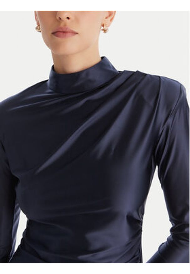 ACCESS FASHION Sukienka koktajlowa 54-3037-170 Granatowy Slim Fit. Kolor: niebieski. Materiał: syntetyk. Styl: wizytowy