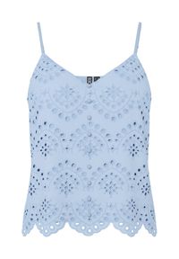 Pieces Top Vilde 17156563 Błękitny Regular Fit. Kolor: niebieski. Materiał: bawełna