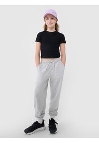 4f - 4F Spodnie dresowe joggery dziewczęce - szare 122 (6-7 lat). Kolor: szary. Materiał: dresówka. Sezon: lato