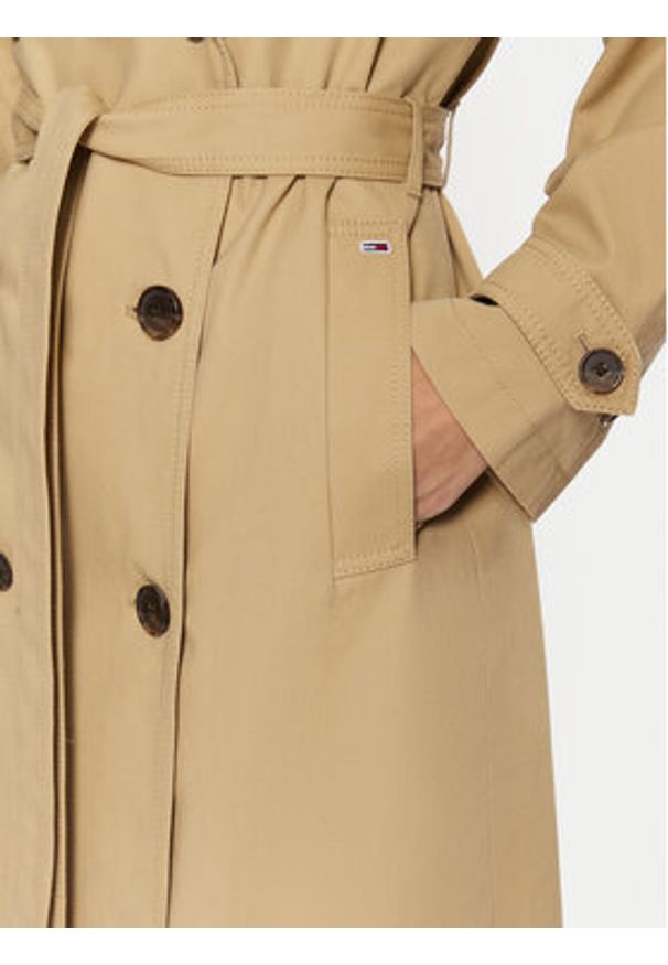 Tommy Jeans Trencz DW0DW20280 Beżowy Regular Fit. Kolor: beżowy. Materiał: bawełna