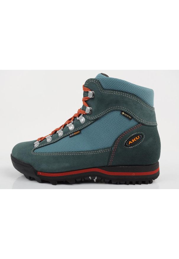 Buty sportowe trekkingowe damskie Aku Ultralight Gore-tex skóra. Kolor: niebieski. Materiał: skóra. Styl: sportowy