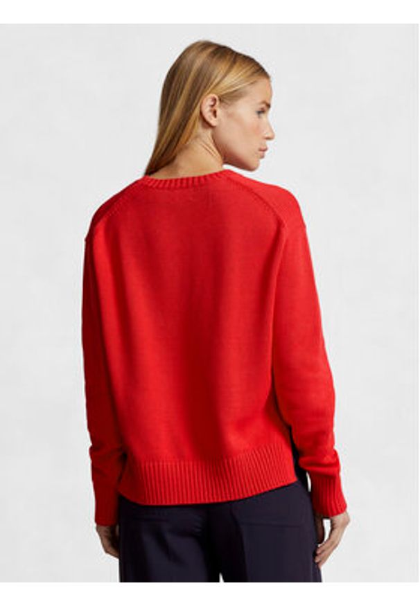 Polo Ralph Lauren Sweter Cn Po 211898583007 Czerwony Regular Fit. Typ kołnierza: polo. Kolor: czerwony. Materiał: bawełna