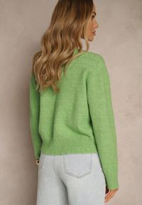 Renee - Jasnozielony Rozpinany Kardigan z Wełną Kornelira. Okazja: na co dzień. Kolor: zielony. Materiał: wełna. Styl: elegancki, casual #3