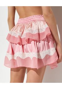 LOVE SHACK FANCY - Różowa spódnica z elementami koronki Fia. Kolor: różowy, wielokolorowy, fioletowy. Materiał: koronka. Wzór: koronka #4