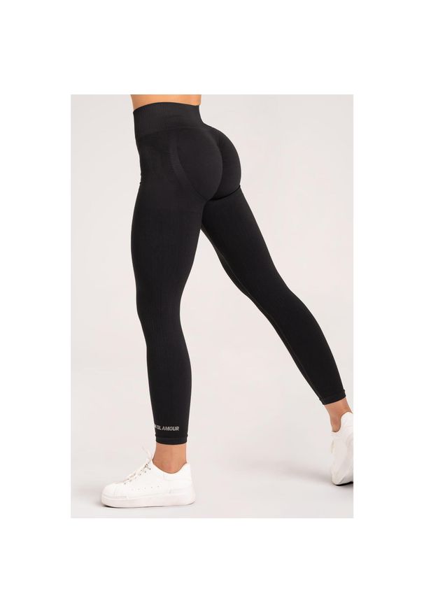GYM GLAMOUR - Legginsy fitness damskie Gym Glamour push up 2.0. Kolor: czarny. Sport: fitness