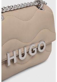 Hugo - HUGO torebka kolor beżowy. Kolor: beżowy. Materiał: pikowane. Rodzaj torebki: na ramię #4