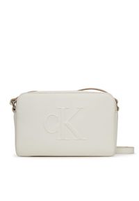 Calvin Klein Jeans Torebka Sculpted Ew Camera Bag LV04K3036G Biały. Kolor: biały. Materiał: skórzane