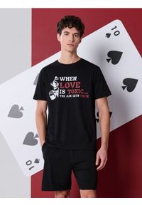 Sinsay - Bawełniana piżama dwuczęściowa z napisem - czarny. Kolor: czarny. Materiał: bawełna. Wzór: napisy #1