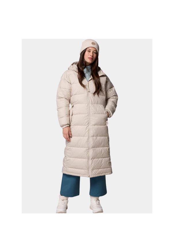 columbia - Płaszcz Zimowy Damski Columbia Pike Lake III Long. Kolor: beżowy. Materiał: materiał, puch. Sezon: zima. Sport: turystyka piesza