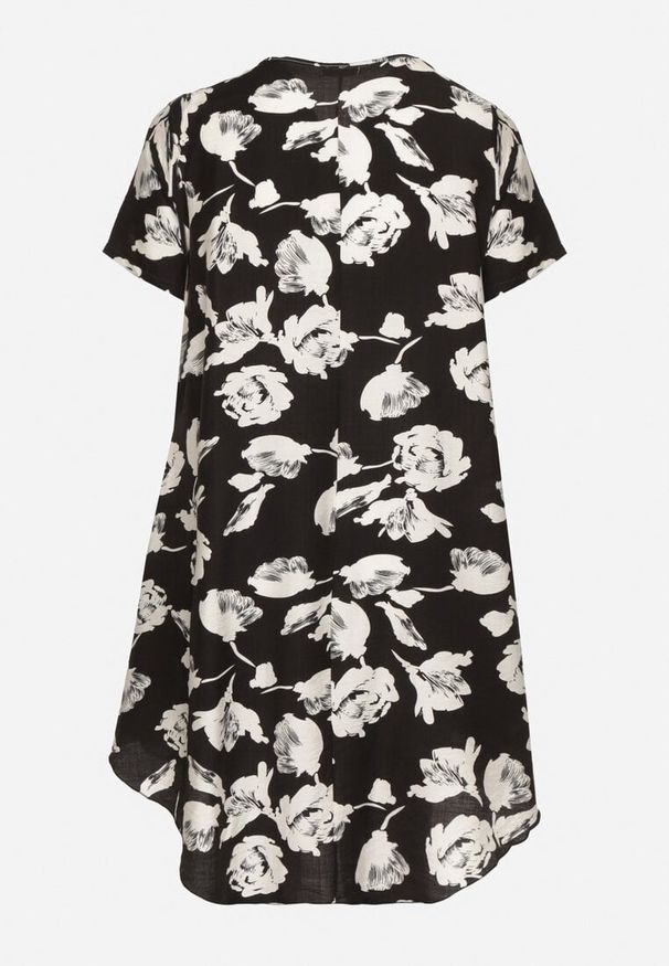 Born2be - Czarna Pudełkowa Wiskozowa Sukienka ze Wzorem Kwiatów Aranessa. Okazja: na co dzień. Kolor: czarny. Materiał: wiskoza. Wzór: kwiaty. Typ sukienki: proste. Styl: klasyczny, casual, elegancki, boho
