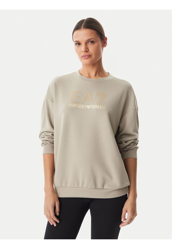 EA7 Emporio Armani Bluza 7W001488 AF24375 U6225 Beżowy Regular Fit. Kolor: beżowy. Materiał: syntetyk