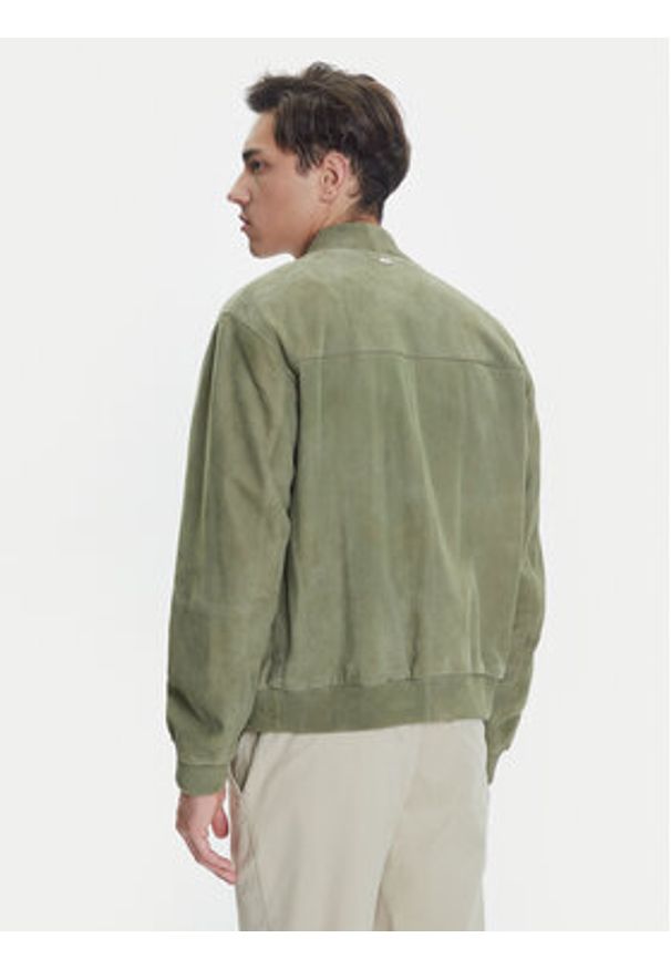 BOSS Kurtka skórzana H-Muller 50543213 Zielony Regular Fit. Kolor: zielony. Materiał: skóra