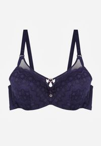 Born2be - Granatowy Koronkowy Biustonosz Ozdobiony Cyrkoniowym Sercem Galirope. Kolor: niebieski. Materiał: koronka. Wzór: aplikacja #6