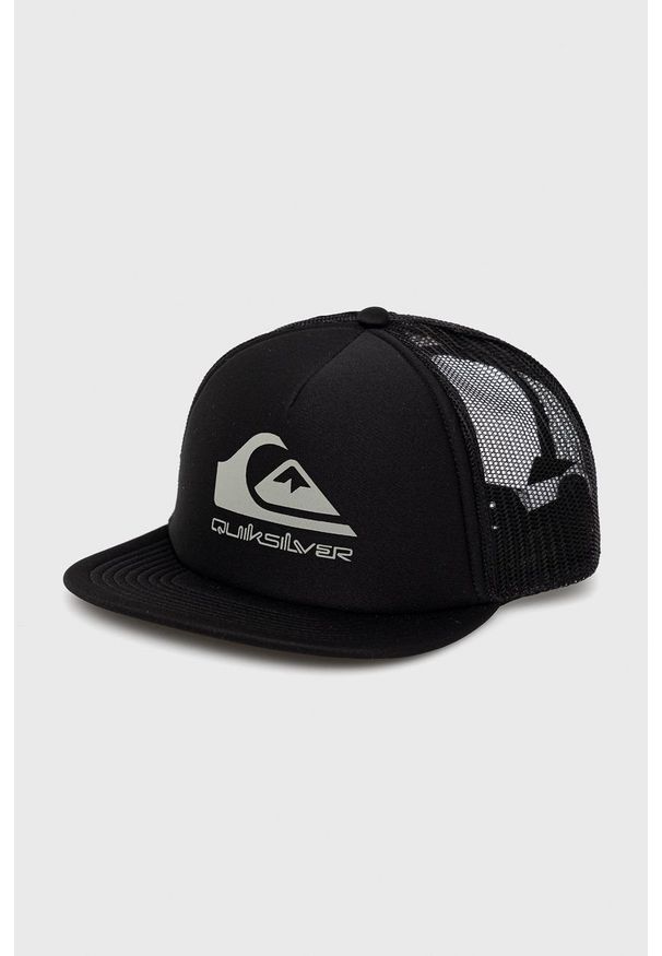 Quiksilver czapka dziecięca kolor czarny z nadrukiem. Kolor: czarny. Wzór: nadruk