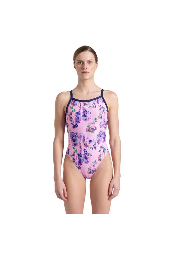 Arena - Strój pływacki jednoczęściowy damski arena Rose Texture Swimsuit Xcross Back. Kolor: różowy