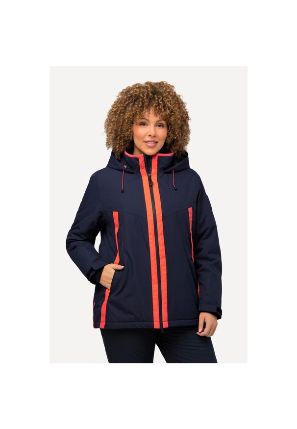 ULLA POPKEN - Damskie HYPRAR kurtka funkcyjna wodoodporna kaptur otwór na kciuk. Kolekcja: plus size. Kolor: niebieski. Materiał: poliester, materiał. Sezon: zima. Sport: narciarstwo