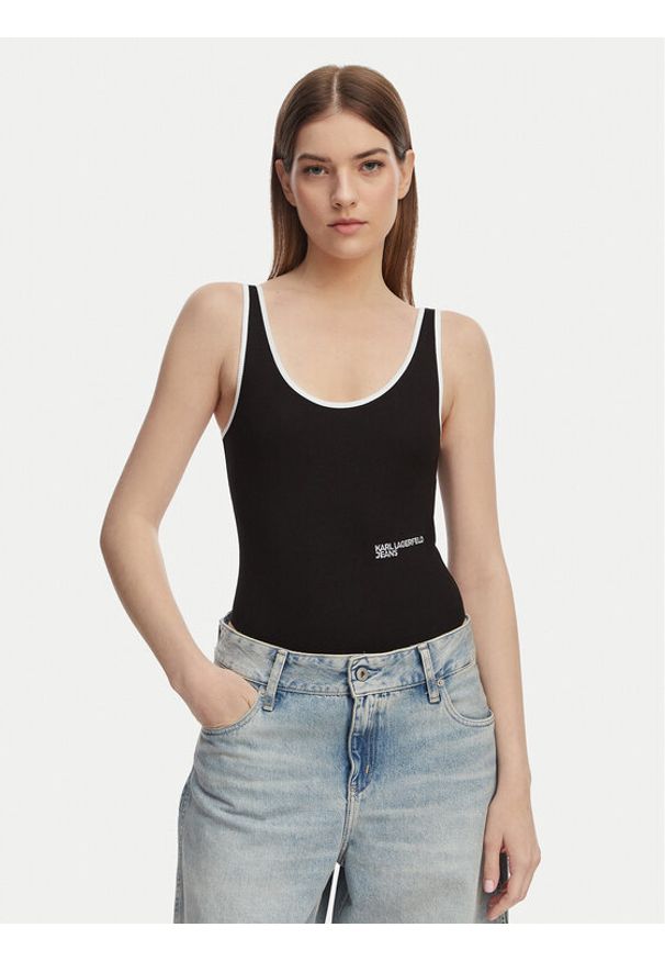 Karl Lagerfeld Jeans Body A2W17021 Czarny Slim Fit. Kolor: czarny. Materiał: bawełna