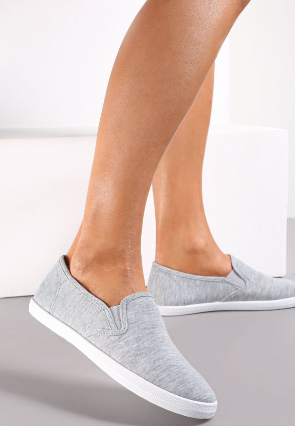 Born2be - Szare Tenisówki Materiałowe na Płaskiej Podeszwie Ediany. Kolor: szary. Materiał: materiał. Obcas: na płaskiej podeszwie