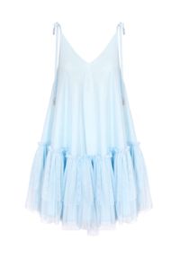 CUORI e PICCHE - Niebieska sukienka BABY BLUE PRINCESS. Typ kołnierza: dekolt w kształcie V. Kolor: niebieski. Materiał: tiul. Długość rękawa: na ramiączkach. Sezon: lato, wiosna #2
