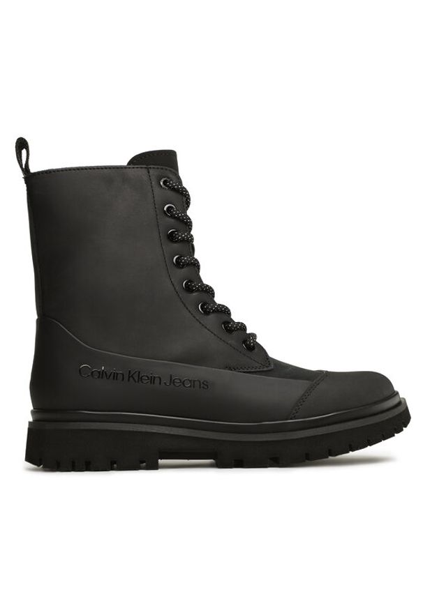 Calvin Klein Jeans Botki Chunky Combat Laceup Boot Rub YW0YW01066 Czarny. Kolor: czarny. Materiał: nubuk, skóra
