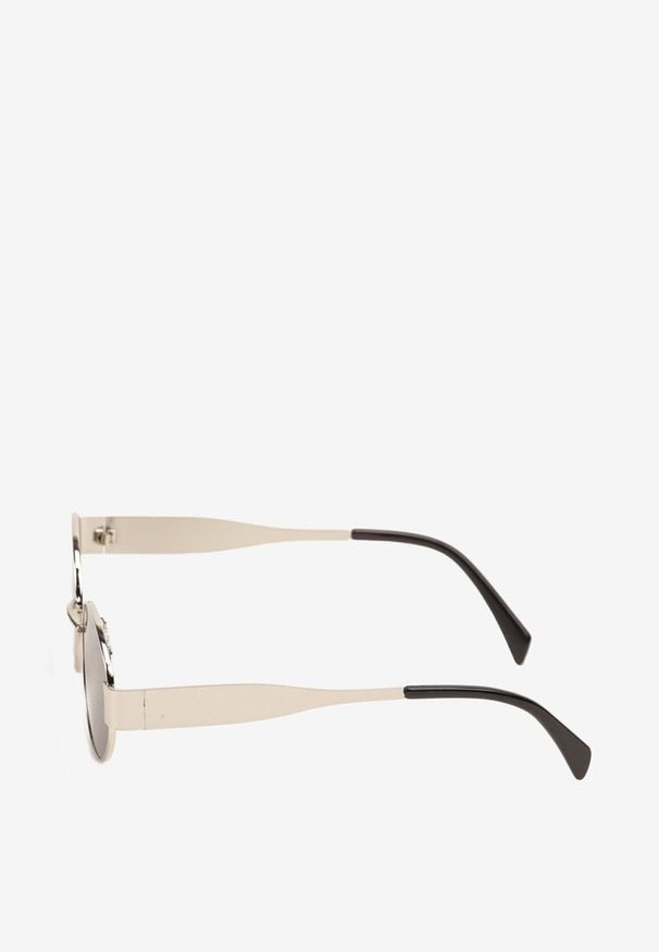 Born2be - Srebrne Okulary Przeciwsłoneczne z Filtrem UV z Okrągłymi Szkłami Talovena. Kształt: okrągłe. Kolor: srebrny