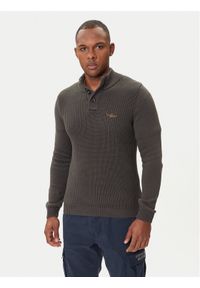 Aeronautica Militare Sweter 252MA1572UL00409 Szary Slim Fit. Kolor: szary. Materiał: bawełna