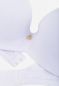 Renee - Biały Biustonosz Push Up o Gładkim Wykończeniu z Cyrkoniową Aplikacją Claronei. Kolor: biały. Rodzaj stanika: push-up. Wzór: gładki, aplikacja #4