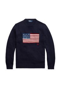 Polo Ralph Lauren Sweter 710718281006 Granatowy Regular Fit. Typ kołnierza: polo. Kolor: niebieski. Materiał: bawełna #5