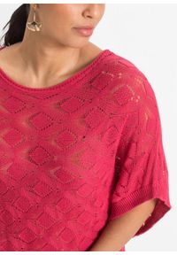 Shirt dzianinowy oversize bonprix różowy magenta. Kolor: różowy. Materiał: dzianina #3
