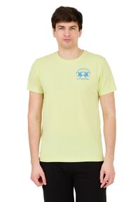 La Martina - LA MARTINA Żółty t-shirt z dużym logo. Kolor: żółty #3
