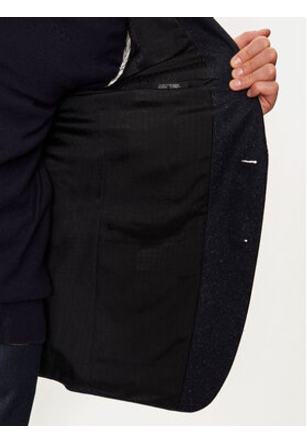BOSS - Boss Marynarka H-Hutson 50528083 Granatowy Slim Fit. Kolor: niebieski. Materiał: wełna