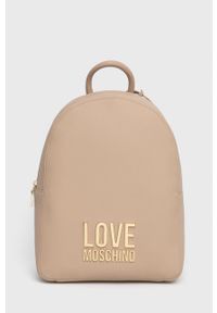 Love Moschino Plecak damski kolor beżowy mały z aplikacją. Kolor: beżowy. Wzór: aplikacja
