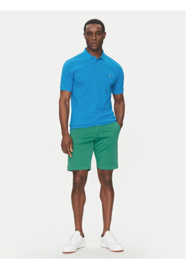 Hechter Paris Polo Pique H-Eco 74004 151902 Niebieski Regular Fit. Typ kołnierza: polo. Kolor: niebieski. Materiał: bawełna
