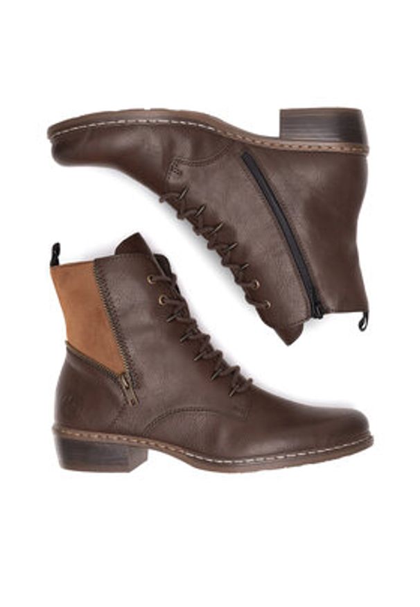 Rieker Trzewiki Y0800-24 Brązowy. Kolor: brązowy. Materiał: skóra, materiał