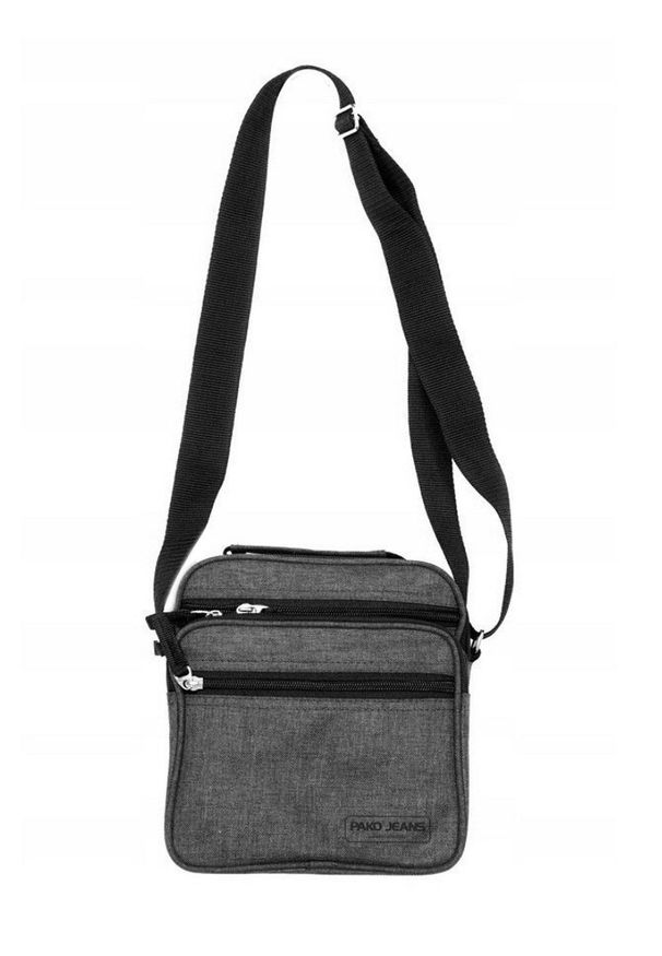 Torebka, Ciemnoszara Listonoszka Zapinana na Zamek z Paskiem - Pako Jeans. Kolor: szary. Materiał: poliester