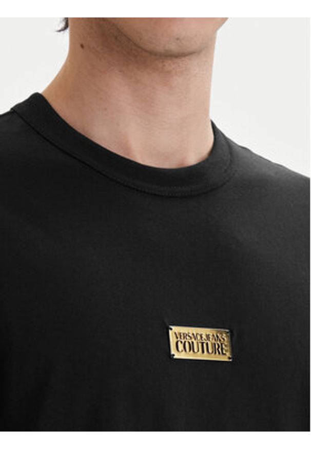Versace Jeans Couture T-Shirt 80GAHT05 CJ00T Czarny Regular Fit. Kolor: czarny. Materiał: bawełna