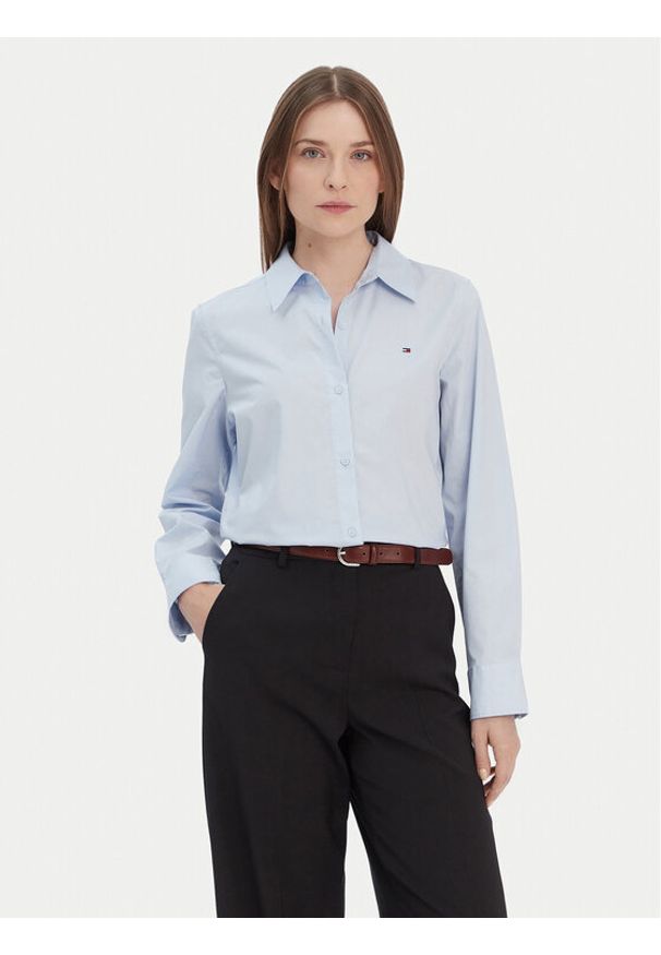 TOMMY HILFIGER - Tommy Hilfiger Koszula Ess WW0WW47169 Błękitny Regular Fit. Kolor: niebieski. Materiał: bawełna